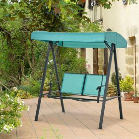 Steel Frame 2 Seater Garden Swing Chair Bench with Adjustable Tilting Canopy - Blue