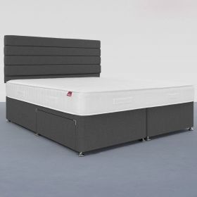 2 Drawer Divan Bed with Hybrid Mattress Charcoal - 5 Sizes