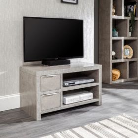 2 Drawers Tv Units with 2 Open Shelves - Concrete