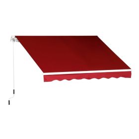 Retractable Manual Patio Awning Shelter UV Protection - Red Wine