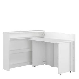 Work Concept Convertible Secret Desk With Storage White Matt - Right Side