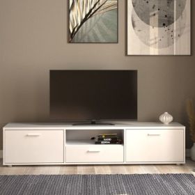 Classic Design TV Unit Stand with 2 Doors and Drawer- White