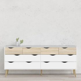Pronto Double Dresser with 8 Drawers - White and Oak