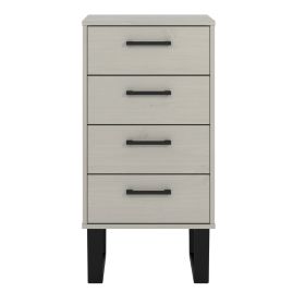 Texas Black Metal Frame 4 Drawers Narrow Chest of Drawer - Grey Waxed Pine