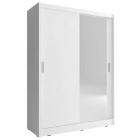 Splendor Sliding Door Wardrobe 150cm With Single Mirror - White Matt