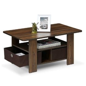 High Quality Wood Coffee Table With Two Drawers And Shelf - Black and Brown