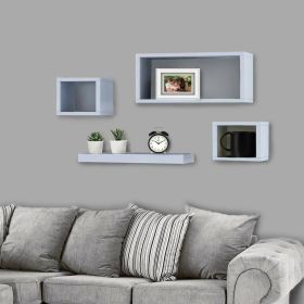 Wall Mounted Wooden Floating Cube 4PCS Shelf - 4 Colours
