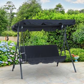 Garden 3 Seater Metal Swing Chair - Black