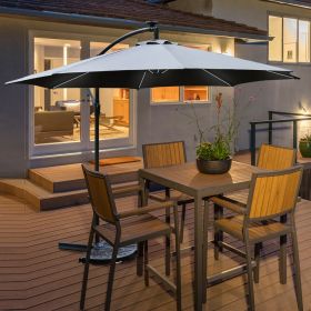 Cantilever Parasol With LED Lights - Grey