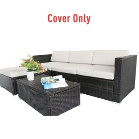 Rattan Wicker Sofa Cushion Cover 7pc - Cream