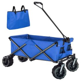 Garden Foldable Pull Along Trailer with Carry Bag - Blue Colour