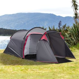 Weather-Resistant Four Person Camping Tent - Dark Grey