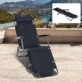 Foldable Reclining Garden Chair - Black