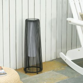 Rattan Woven Wicker Ground Solar Powered Light With Auto On/Off - Black