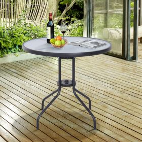 Bistro Round Garden Table With Tempered Glass Top - 80cm