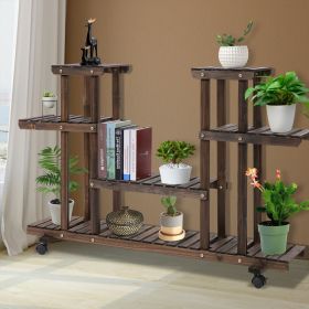4 Tier Movable Holder Garden Plant Pot Stand With Shelf 