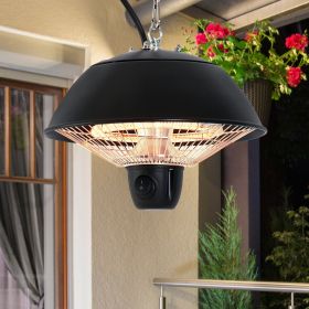 Ceiling Patio Heater With Halogen Hook Chain 600W - Black