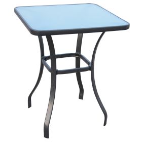 Bistro Square Garden Table With Tempered Glass Top Frame - Black