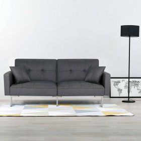 3 Seater Click Clack Fabric Recliner Sofa Bed - Dark Grey