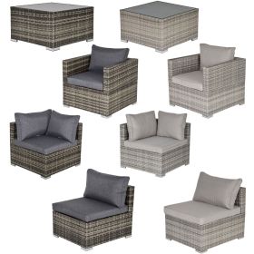 PE Rattan Wicker Corner Sofa Set With Table - Grey and Dark Grey
