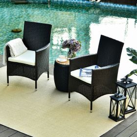 Garden Rattan Chairs Set With Cushioned Set of 2 - Coffee Colour