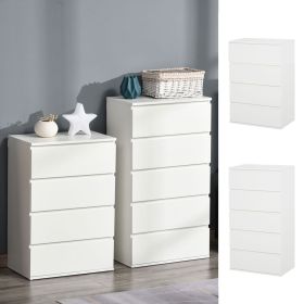 Simple Design Wooden 5 Drawer Chest of Drawer White - 2 Sizes 