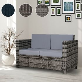 2-Seater Garden Rattan Sofa with Cushion - 3 Colours