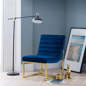 Bellagio Upholstered Velvet Chair - Blue & Gold