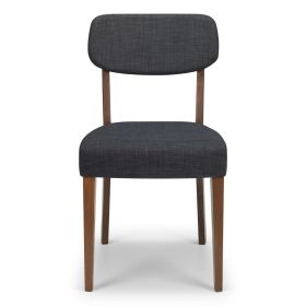 Farringdon Upholstered Grey Linen Fabric With Walnut Frame Dining Chair - Grey