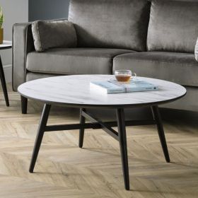 Firenze Steel Legs Frame Marble Effect Coffee Table - White Marble