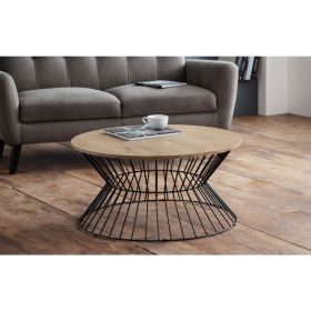 Jersey Round Metal Wire Coffee Table - Euro Oak