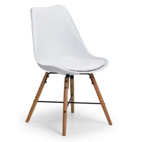 Kari Stylish Oak Legs Dining Chair - White Seat