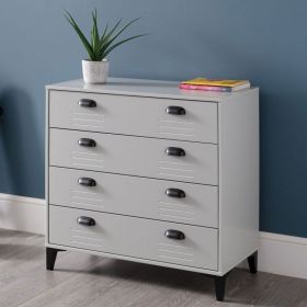 Lakers Locker Stylish Solid Pine 4 Drawers Chest Of Drawer - Grey