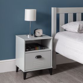 Lakers Locker Solid Pine 1 Drawer Bedside Table - Grey