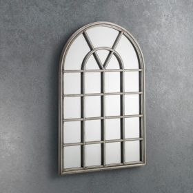 Opus Arched Window Design Pewter Mirror