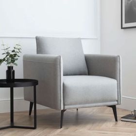 Rohe Upholstered Fabric Armchair - Platinum Effect 