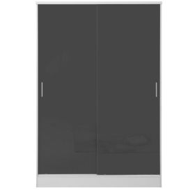 Reflect High Gloss XL 2 Door Sliding Wardrobe - Grey and Matt White