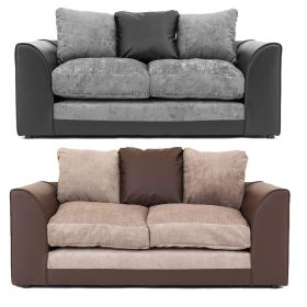 Dylan Chenille Fabric 2 Seater Sofa - Black Grey or Brown Beige