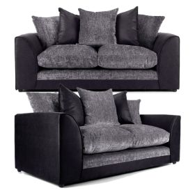 Aruba Fabric 3 Seater and 2 Seater Sofa Set - Black and Grey