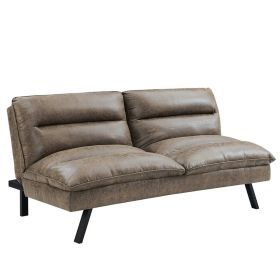 Air Leather 3 Seater Sofabed With Black Padded Leg - Grey