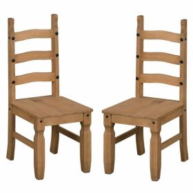Corona Solid Pine Mexican Style Dining Chairs Set of 2  - Slat Back 