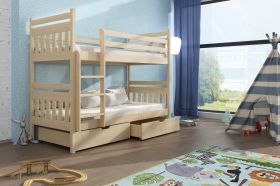 Zeus Wooden Kids Bunk Bed with Drawers Storage and Bonnell Foam Mattress - Pine