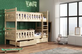 TAEZ Wooden Bunk Bed with 2 Drawers Storage and Bonnell Foam Mattress - Pine