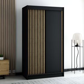 Gloucester 120cm Sliding Door Wardrobe Strips Design - Black