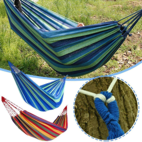 Voyage Haven 2 Size Premium Canvas Hang Bed Outdoor Travel Swing - Red and Blue