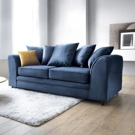 Chic Velvet 3 Seater Sofa - Dark Blue