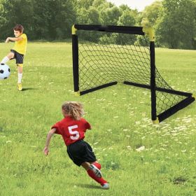2 Sets Foldable Garden Training Mini Football Goal Soccer Net - Black