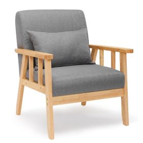 Posh Pallet Wooden Linen Armchair Sofa - Dark Grey