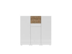 Active 46 White Gloss Large Sideboard Cabinet - Sandal Oak
