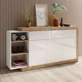 Cynosure Crest Sideboard with 3 Doors - White and Oak